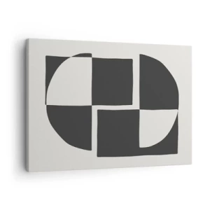 Bild auf Leinwand - Leinwandbild - Abstrakte geometrische Formen in Schwarz und Weiß - 70x50cm - Antithese - Synthese - Moderne Wanddekoration für Wohnzimmer und Schlafzimmer ARTTOR