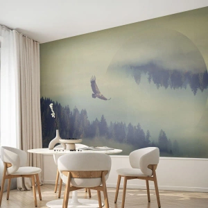 Fototapete Premium Sand - Ich habe den Schatten eines Adlers gesehen - Adler, Vogel, Wald - 250x175 cm