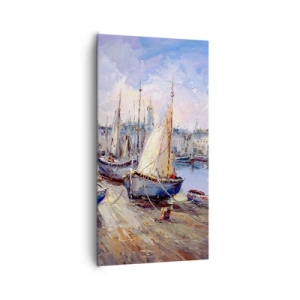 Bild auf Leinwand - Leinwandbild - Stadt an der Bucht - 65x120 cm