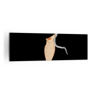 Bild auf Leinwand - Leinwandbild - Silhouette einer Frau mit Hut auf schwarzem Hintergrund - 160x50cm - Eleganz und Stil - Moderne Wanddekoration für Wohnzimmer und Schlafzimmer ARTTOR