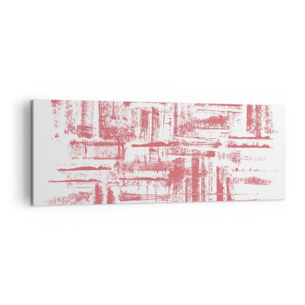 Bild auf Leinwand - Leinwandbild - Abstrakte rosa Texturen auf weißem Hintergrund - 140x50cm - Die rote Stadt - Moderne Wanddekoration für Wohnzimmer und Schlafzimmer ARTTOR