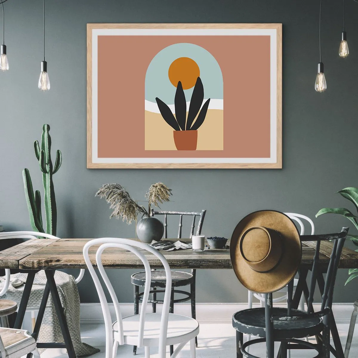 Poster in einem Rahmen aus heller Eiche - Kleine Freuden - 70x50 cm