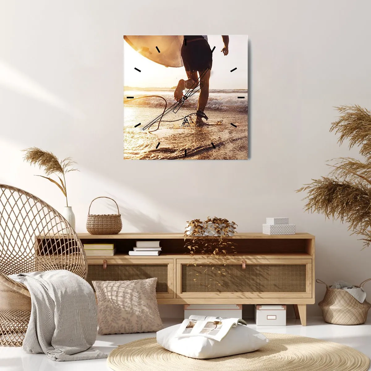 Wanduhr - Glasuhr - Um die Welle zu treffen - 30x30 cm