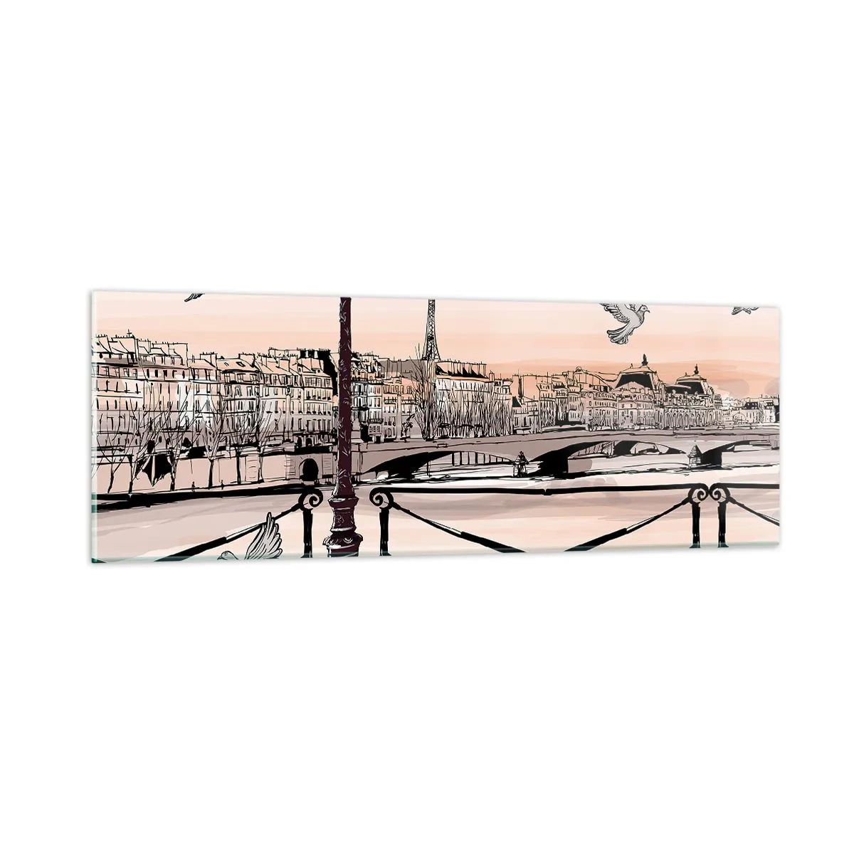 Glasbild - Bild auf glas - Über den Dächern von Paris - 90x30 cm