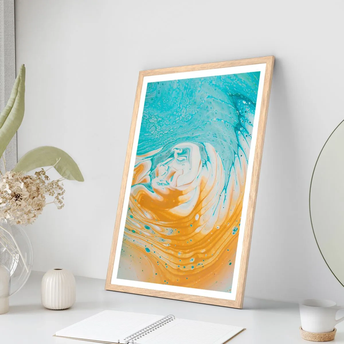 Poster in einem Rahmen aus heller Eiche - Pastellwirbel - 61x91 cm