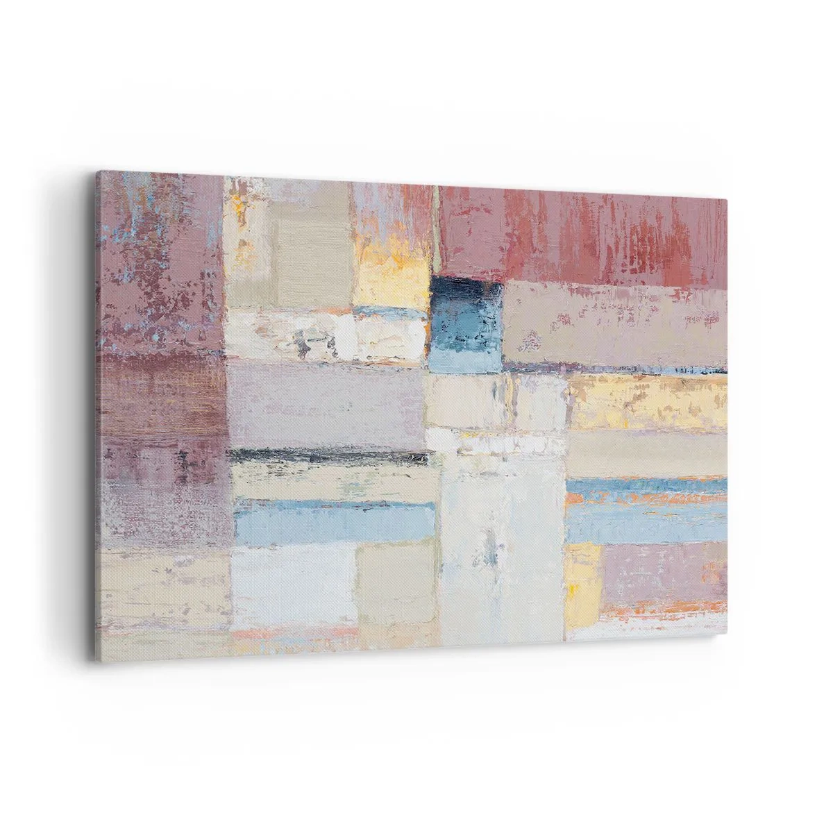 Bild auf Leinwand - Leinwandbild - Geometrische Komposition in Pastellfarben - 120x80cm - Ruhe der Geometrie - Moderne Wanddekoration für Wohnzimmer und Schlafzimmer ARTTOR