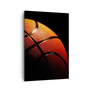 Bild auf Leinwand - Leinwandbild - Nahaufnahme eines Basketballs vor schwarzem Hintergrund - 50x70cm - Schön wie ein Planet - Moderne Wanddekoration für Wohnzimmer und Schlafzimmer ARTTOR