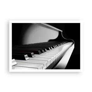 Poster - Klaviertasten in einer eleganten Schwarz-Weiß-Aufnahme - 100x70cm - Harmonie von Formen und Farben - Moderne Wanddekoration für Wohnzimmer und Schlafzimmer ARTTOR