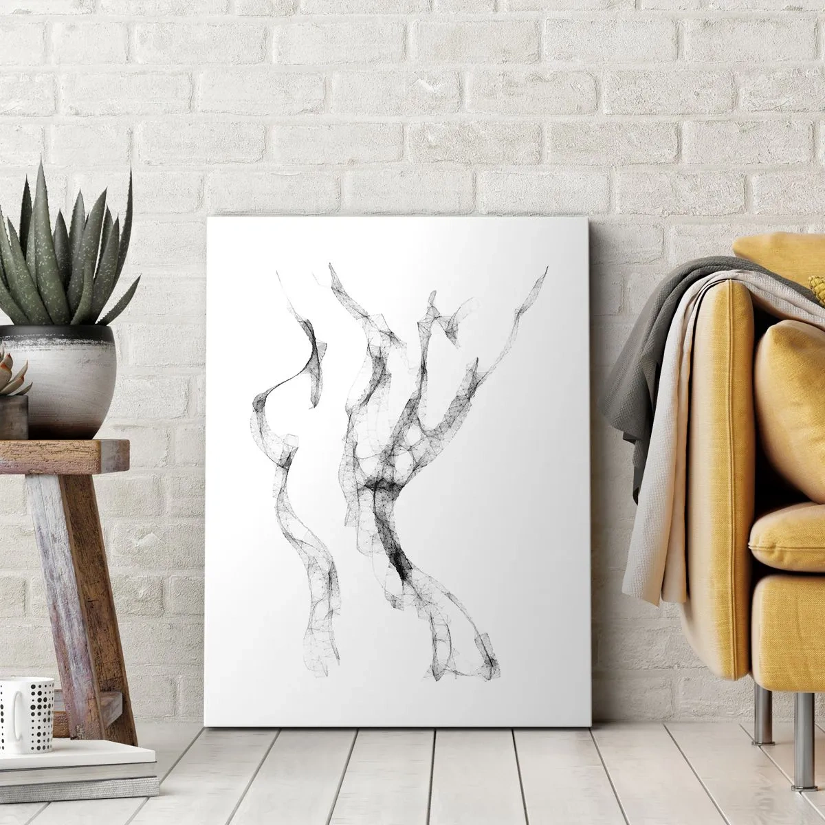 Bild auf Leinwand - Leinwandbild - Zarte, abstrakte Linien, die Rauchfahnen ähneln, auf hellem Hintergrund - 70x100cm - Schön und stark - Moderne Wanddekoration für Wohnzimmer und Schlafzimmer ARTTOR