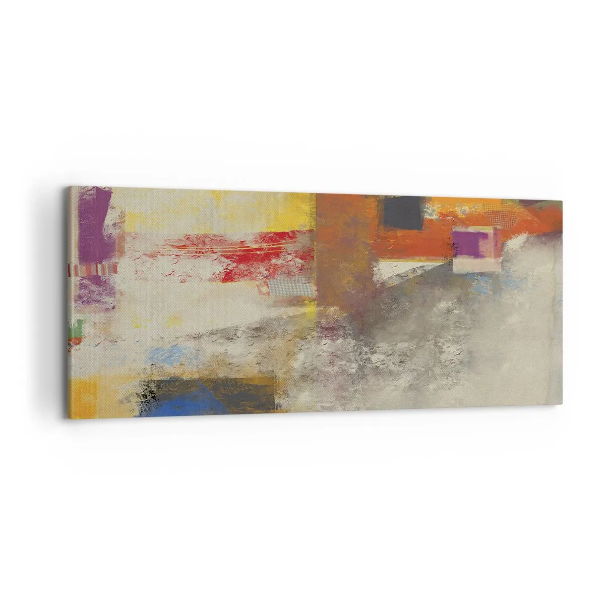 Bild auf Leinwand - Leinwandbild - Bunte Abstraktion mit geometrischen Formen - 120x50cm - Geometrie der Farben - Moderne Wanddekoration für Wohnzimmer und Schlafzimmer ARTTOR