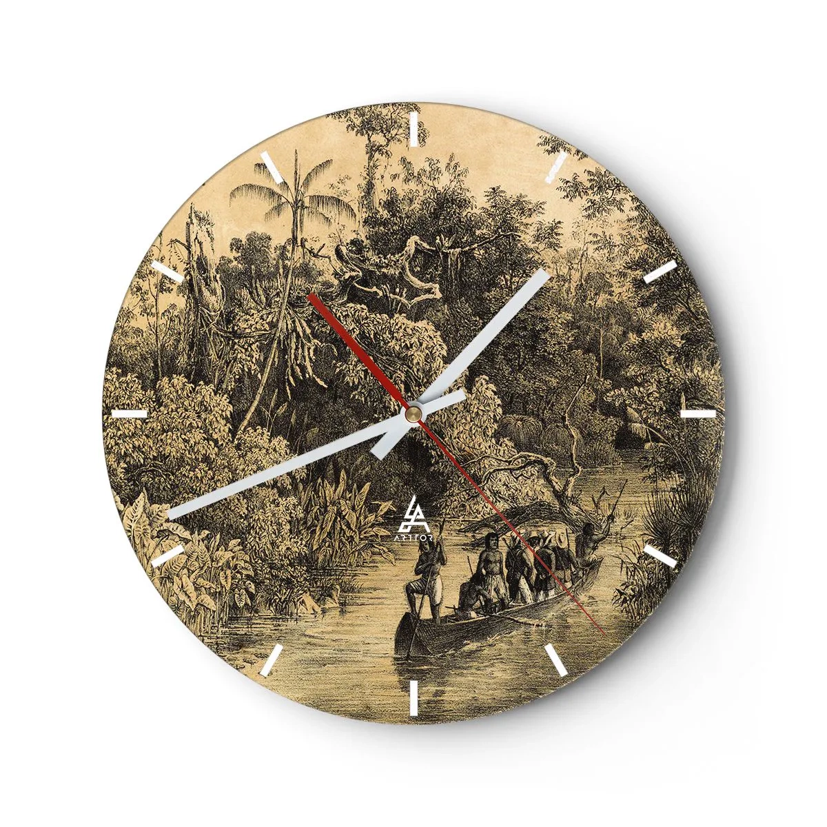 Wanduhr - Glasuhr - Expedition zur Quelle - 40x40 cm