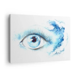 Bild auf Leinwand - Leinwandbild - Künstlerisches Aquarell eines Auges mit einer dynamischen Welle - 70x50cm - Tauchen Sie ein in das Blau der Blicke - Moderne Wanddekoration für Wohnzimmer und Schlafzimmer ARTTOR