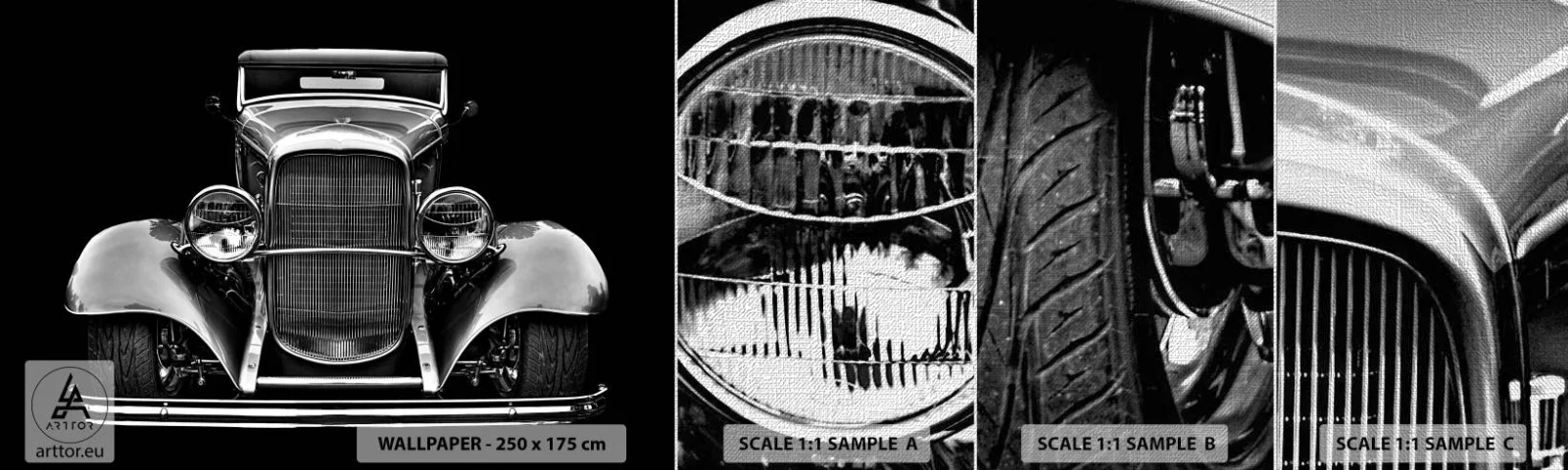 Fototapeten Muster Premium Canvas - Wahrer Gentleman - Retro, Auto, Klassisch - 100x30 cm