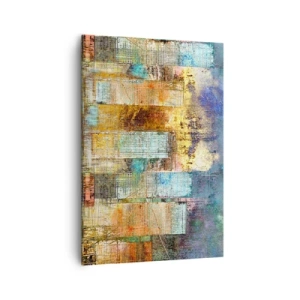 Bild auf Leinwand - Leinwandbild - Abstrakte Wolkenkratzer im Industriestil - 70x100cm - Sonnige Metropole - Moderne Wanddekoration für Wohnzimmer und Schlafzimmer ARTTOR