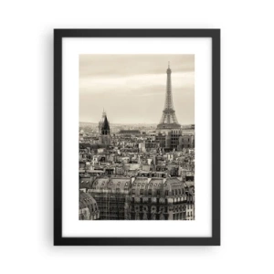 Poster in einem schwarzem Rahmen - Über den Dächern von Paris - 30x40 cm