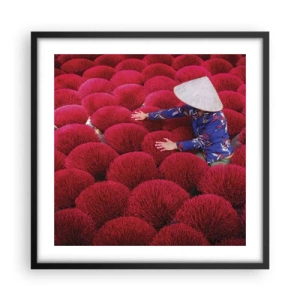 Poster in einem schwarzem Rahmen - Im Reisfeld - 50x50 cm