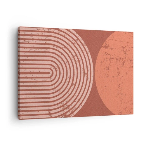 Bild auf Leinwand - Leinwandbild - Geometrische Muster in Terrakotta-Tönen auf Vintage-Hintergrund - 70x50cm - Enge Beziehung - Moderne Wanddekoration für Wohnzimmer und Schlafzimmer ARTTOR