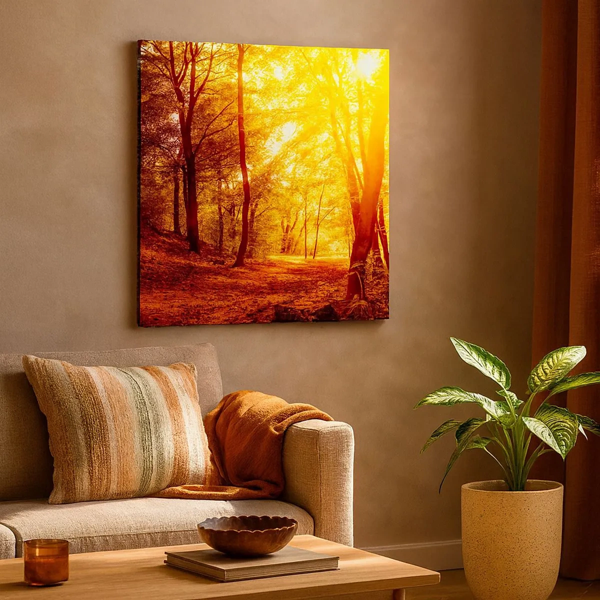 Bild auf Leinwand - Leinwandbild - Auf die goldene Lichtung - 30x30 cm