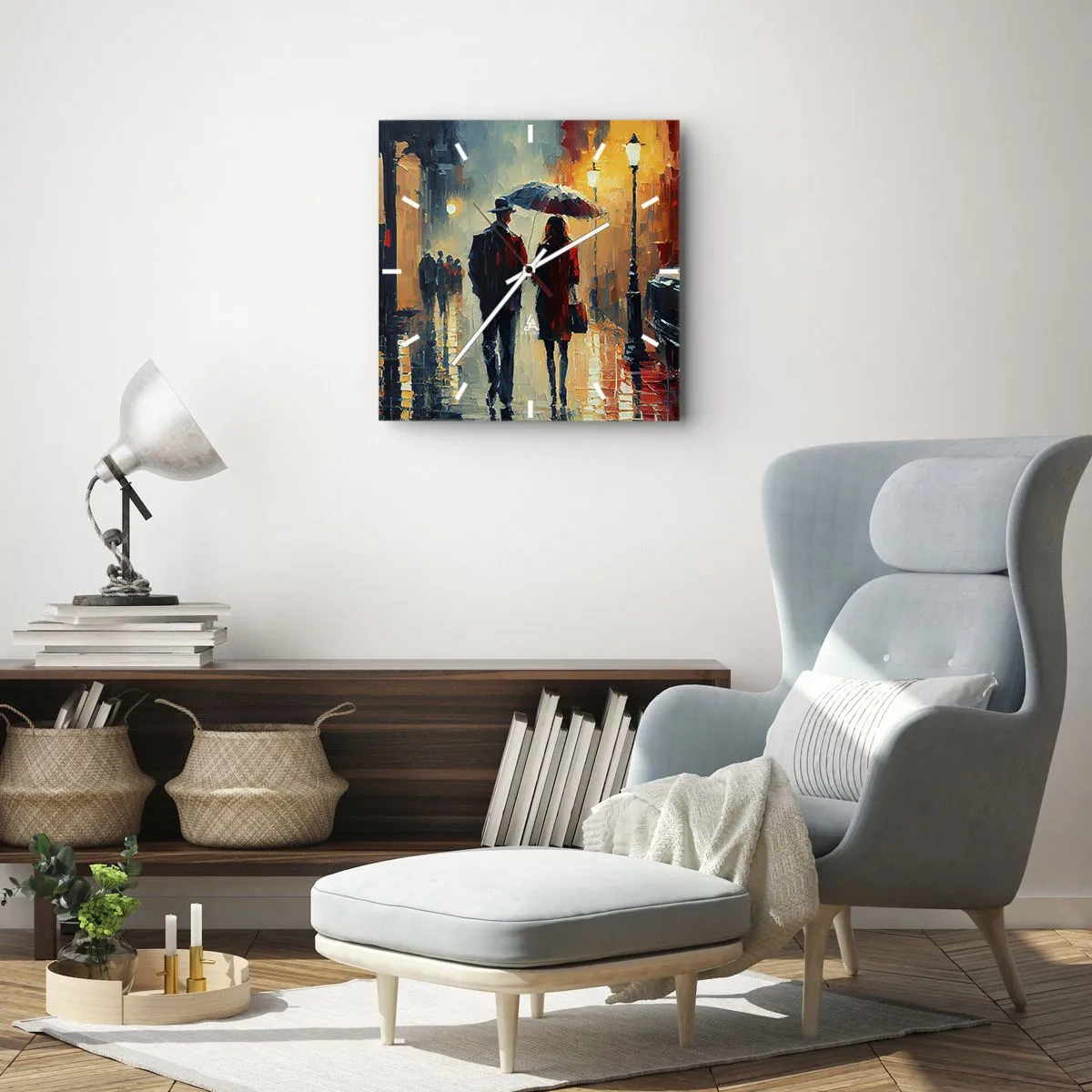 Wanduhr - Glasuhr - Urbane Liebesgeschichte - 30x30 cm