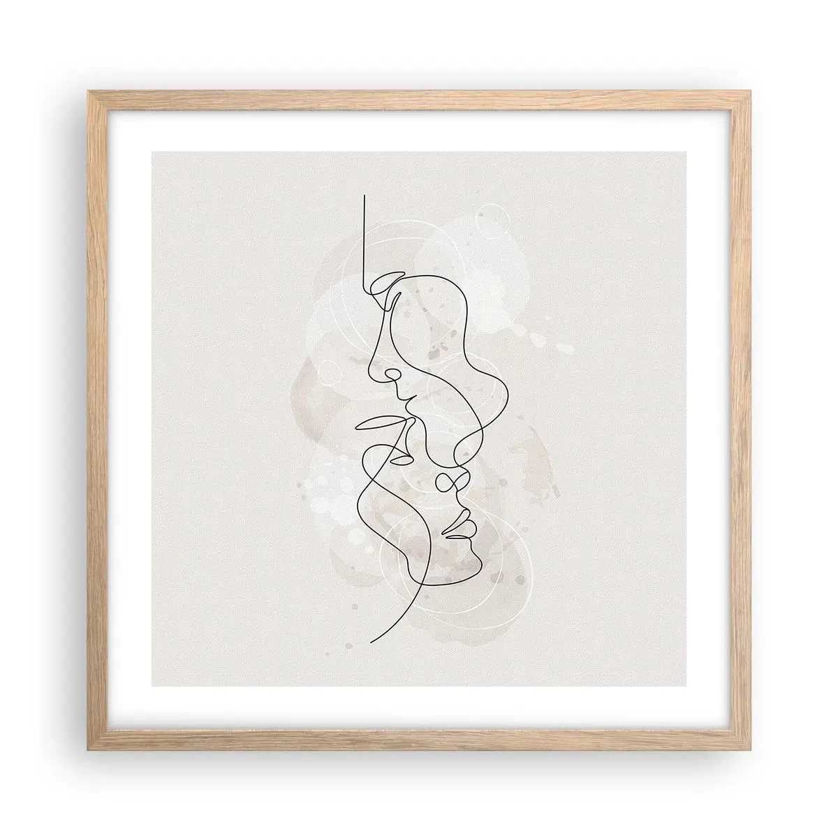 Poster in einem Rahmen aus heller Eiche - Verstrickt in eine Umarmung - 50x50 cm