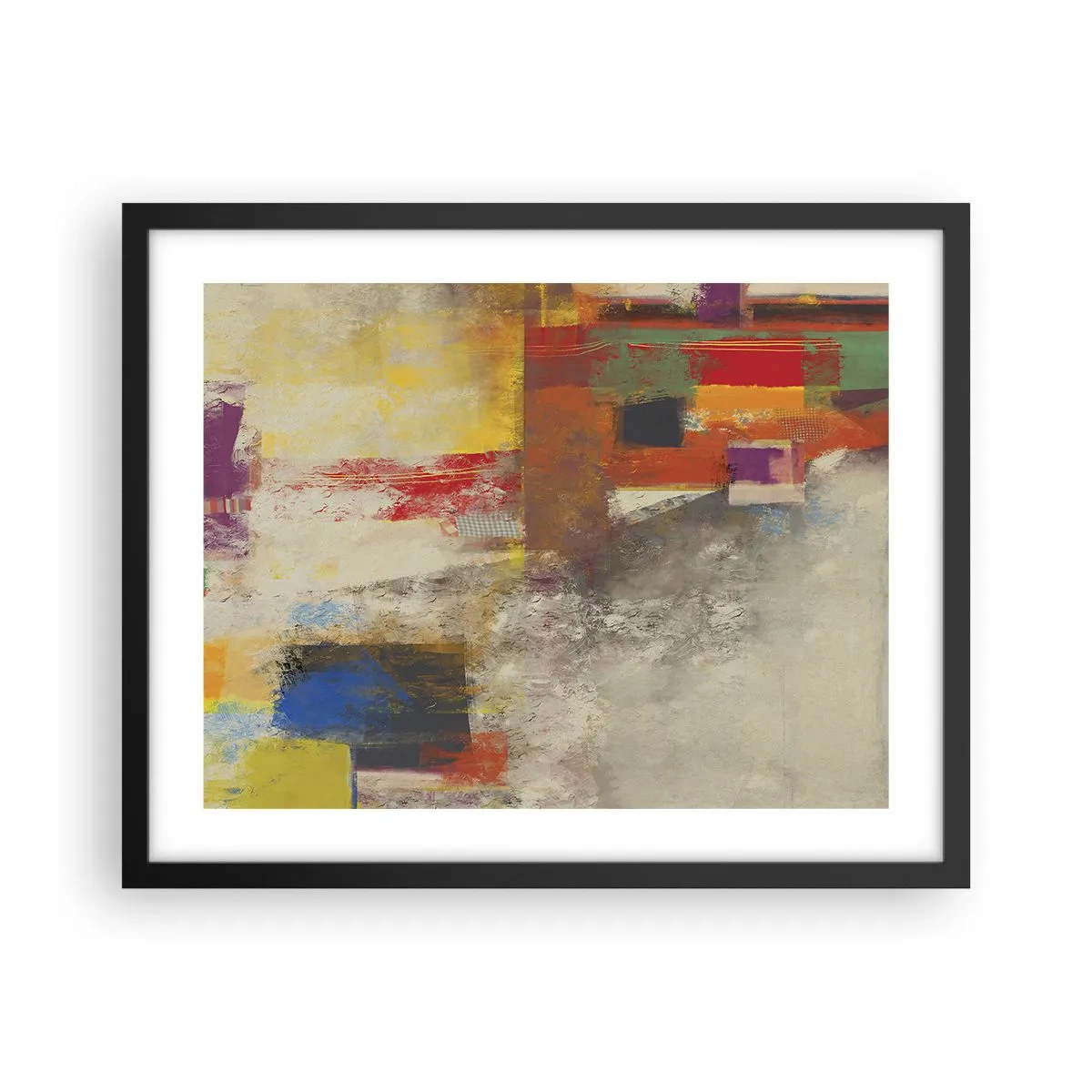 Poster in einem schwarzem Rahmen - Geometrie der Farben - 50x40 cm