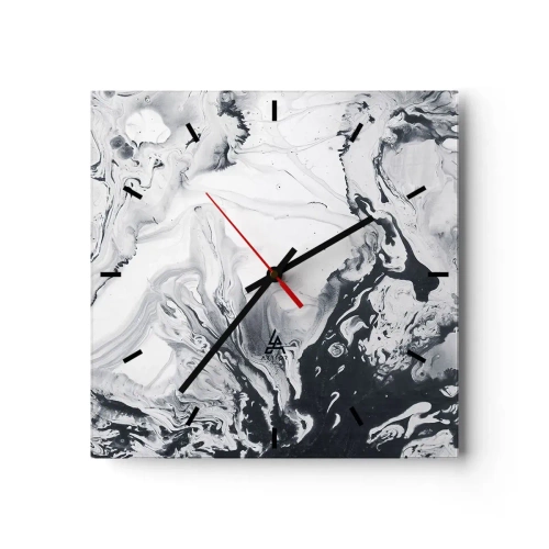 Wanduhr - Glasuhr - Monochromes abstraktes Muster mit Marmoreffekt - 30x30cm - Das Innere der Erde - Moderne Wanddekoration für Wohnzimmer und Schlafzimmer ARTTOR