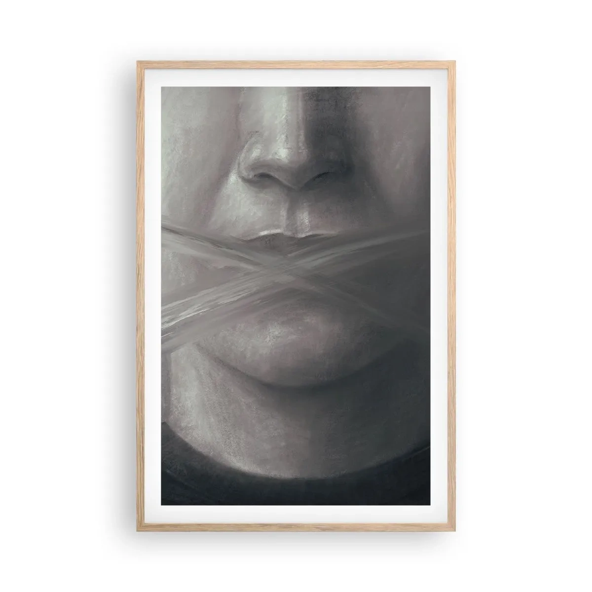 Poster in einem Rahmen aus heller Eiche - Ohne ein Wort - 61x91 cm