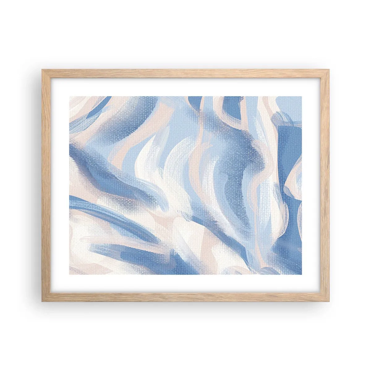 Poster in einem Rahmen aus heller Eiche - Blaue Wellen - 50x40 cm