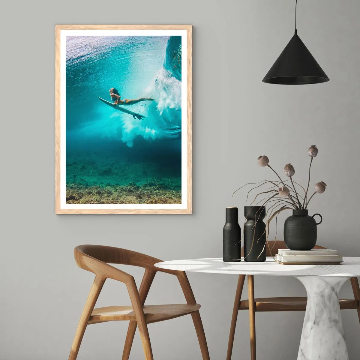 Poster in einem Rahmen aus heller Eiche - Unterwasserwelt - 61x91 cm