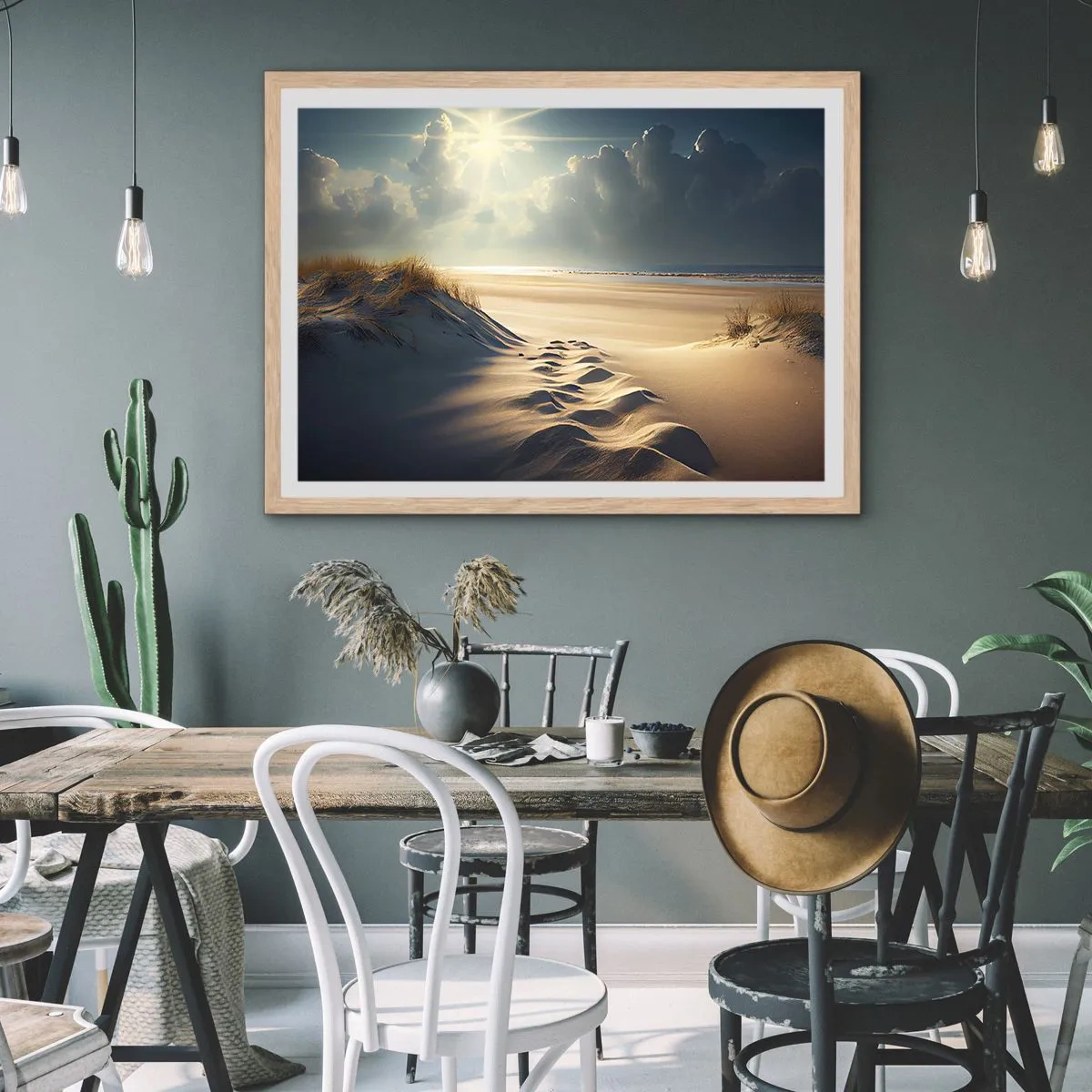 Poster in einem Rahmen aus heller Eiche - Beruhigende Landschaft - 70x50 cm