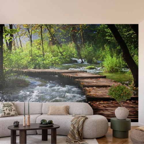 Selbstklebende Fototapete Deluxe Sticker - Über der schaumigen Kaskade - Landschaft, Kroatien, Natur - 400x280 cm