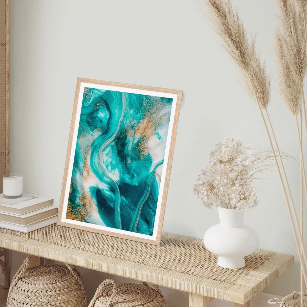 Poster in einem Rahmen aus heller Eiche - Der Fluss aus Gold - 70x100 cm