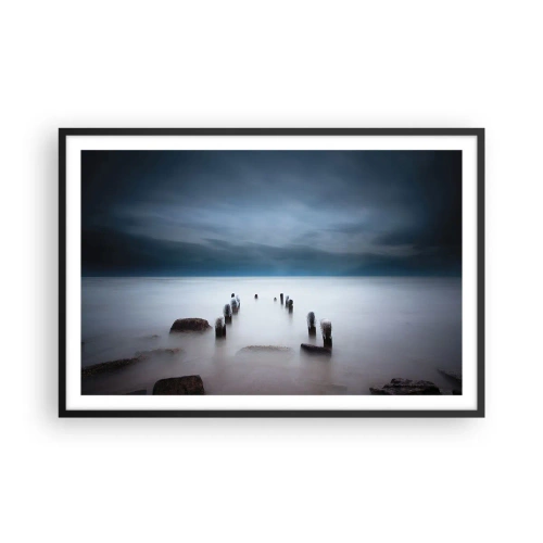 Poster in einem schwarzem Rahmen - Nachdenklicher See - 91x61 cm