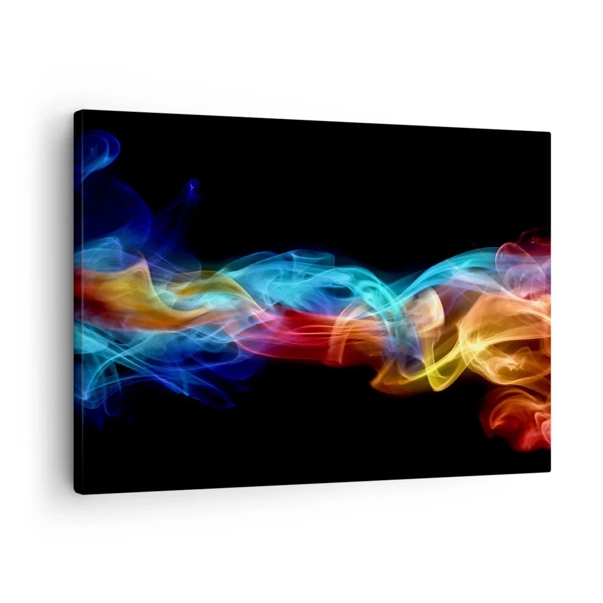 Bild auf Leinwand - Leinwandbild - Bunter Rauch auf schwarzem Hintergrund - 70x50cm - Regenbogentanz der Nebel - Moderne Wanddekoration für Wohnzimmer und Schlafzimmer ARTTOR