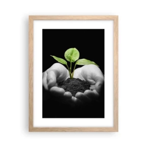 Poster in einem Rahmen aus heller Eiche - Ich liebe die Natur, ich beschütze sie - 30x40 cm