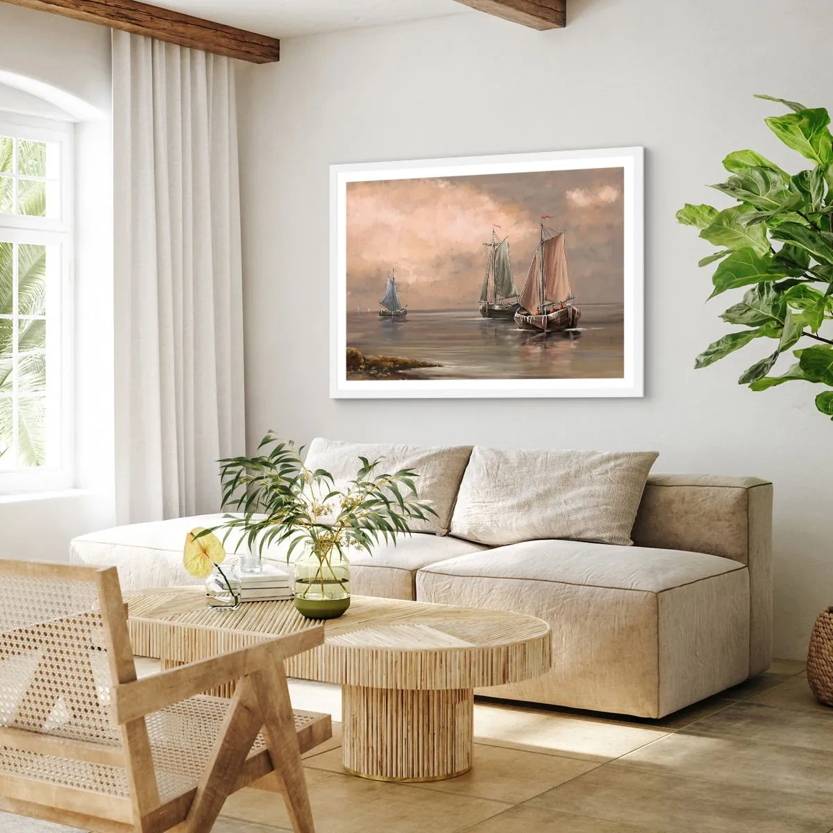 Poster in einem weißen Rahmen - Die Rückkehr der Matrosen - 50x40 cm