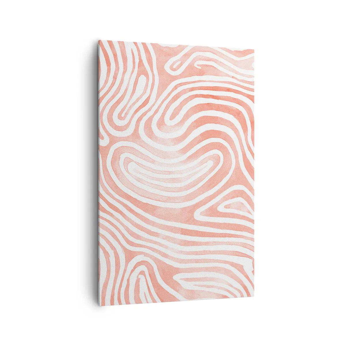 Bild auf Leinwand - Leinwandbild - Abstraktes Muster in Rosa- und Weißtönen - 80x120cm - Im Korallenlabyrinth - Moderne Wanddekoration für Wohnzimmer und Schlafzimmer ARTTOR