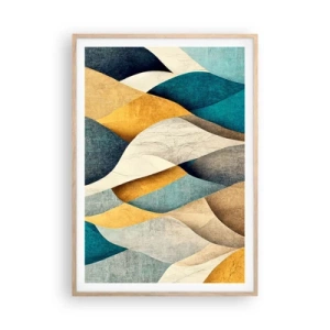 Poster in einem Rahmen aus heller Eiche - Rhythmus und Welle - 70x100 cm