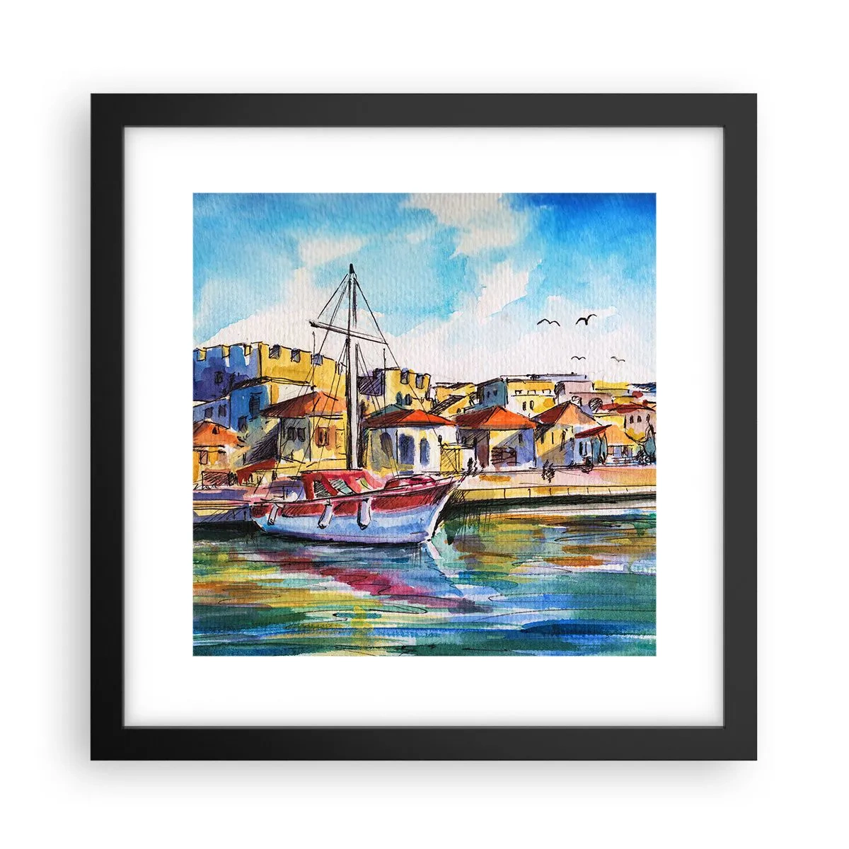 Poster in einem schwarzem Rahmen - Regenbogennachmittag - 30x30 cm