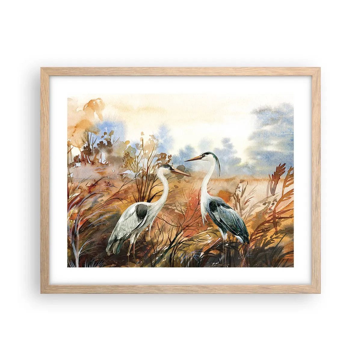 Poster in einem Rahmen aus heller Eiche - Wohin im Herbst? - 50x40 cm