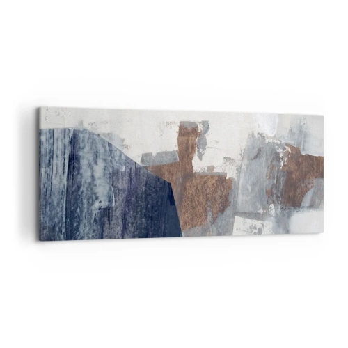 Bild auf Leinwand - Leinwandbild - Abstrakte Formen in Blau- und Brauntönen - 120x50cm - Blaue und braune Formen - Moderne Wanddekoration für Wohnzimmer und Schlafzimmer ARTTOR