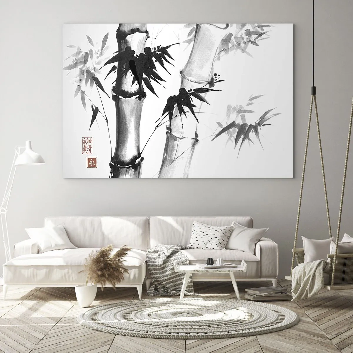 Glasbild - Bild auf glas - Bambus im traditionellen Stil - 70x50cm - Dem Orient ganz nah - Moderne Wanddekoration für Wohnzimmer und Schlafzimmer ARTTOR