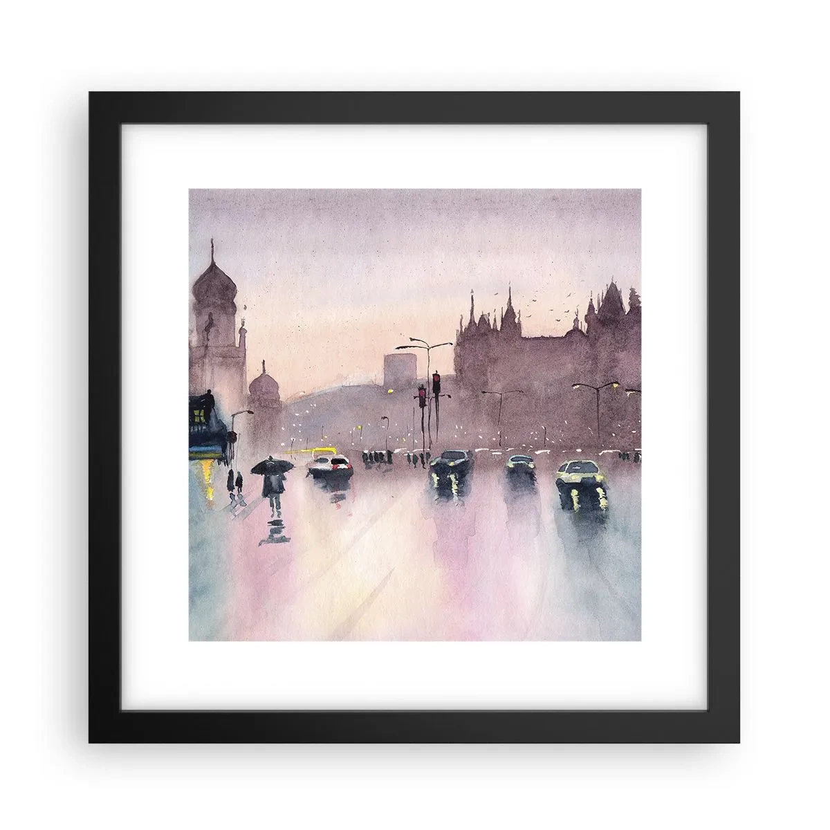 Poster in einem schwarzem Rahmen - Im regnerischen Dunst - 30x30 cm