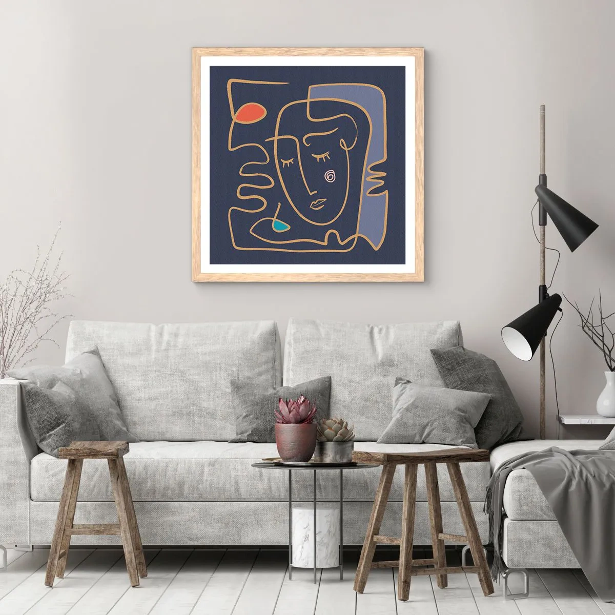 Poster in einem Rahmen aus heller Eiche - In Gedanken - 40x40 cm