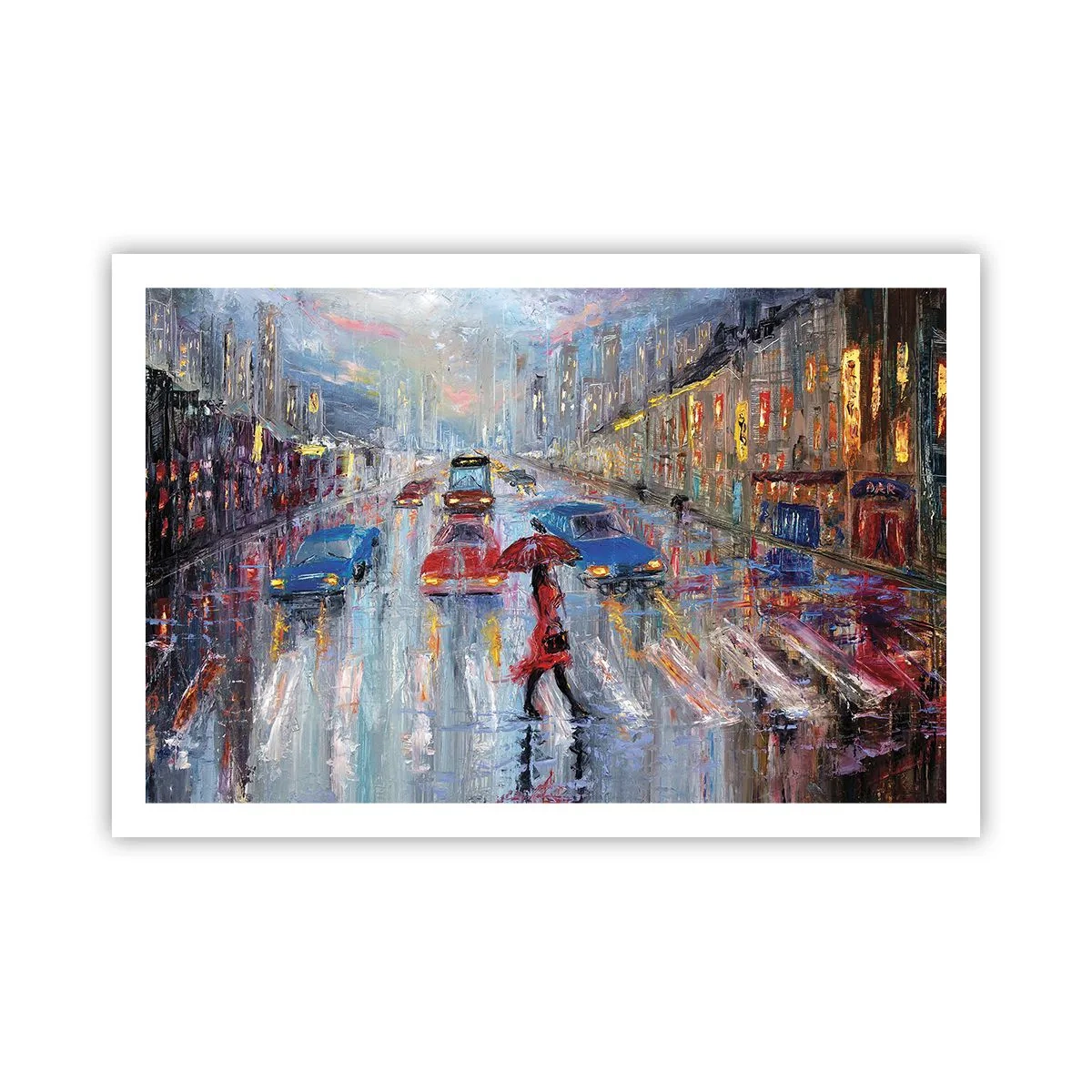 Poster - Regnerischer Nachmittag in der Stadt - 91x61 cm
