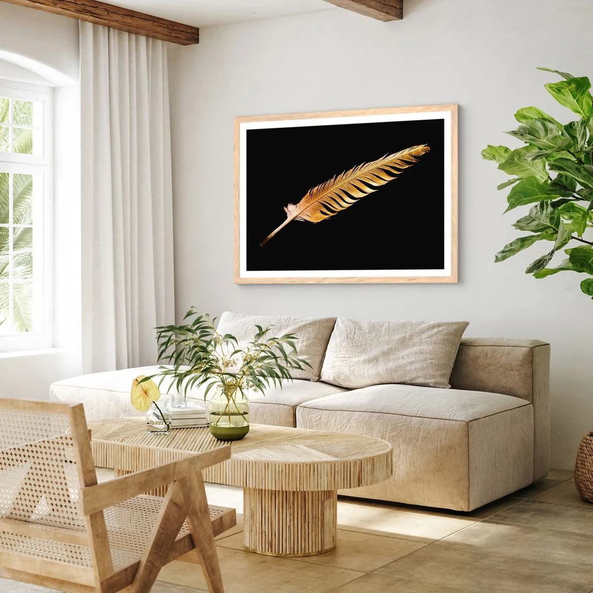 Poster in einem Rahmen aus heller Eiche - Er hat ein ungewöhnliches Schreibtalent ... - 100x70 cm