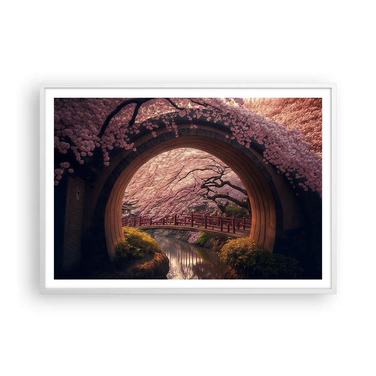 Poster in einem weißen Rahmen - Japanischer Frühling - 100x70 cm