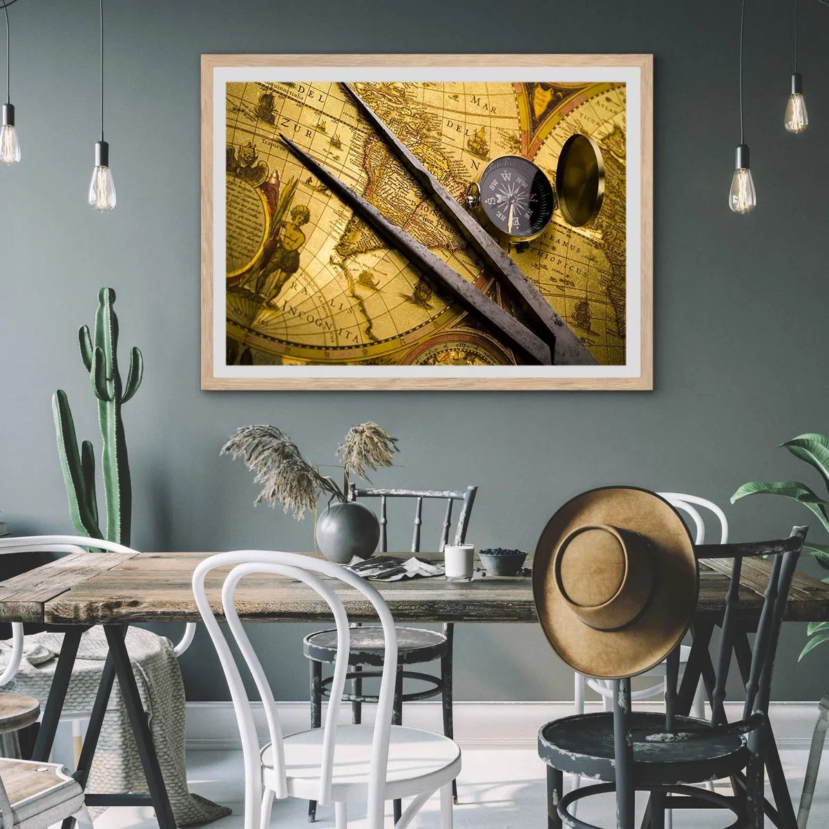 Poster in einem Rahmen aus heller Eiche - Wo sind diese Schätze? - 100x70 cm