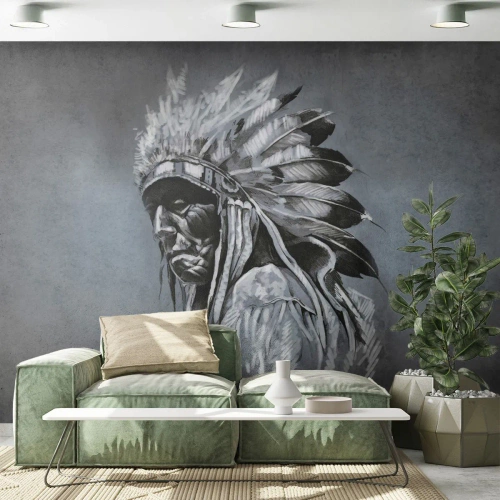 Selbstklebende Fototapete Deluxe Sticker - Zurück zu den Wurzeln - indisch, Feder, Mann - 200x140 cm