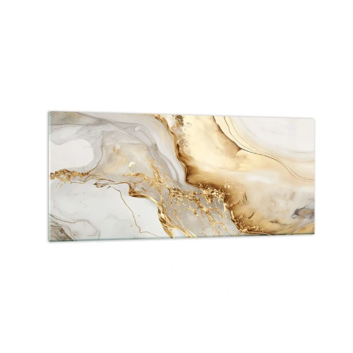Glasbild - Bild auf glas - Abstrakte Muster aus Gold und Marmor auf hellem Hintergrund - 120x50cm - Abstraktion: Schönheit und Güte - Moderne Wanddekoration für Wohnzimmer und Schlafzimmer ARTTOR